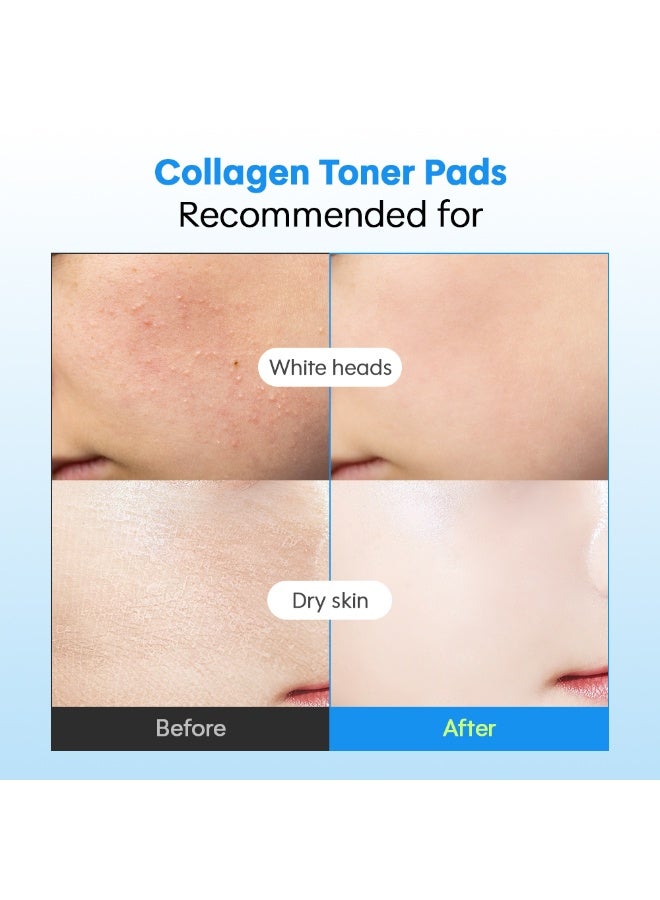TENZERO Moisture Collagen Toner Pad 160g (70 Pads) - Anti-Aging Face Mask & Hydrating Toner with Hydrolyzed Collagen & Cica - Premium Korean Cotton Pads for Elasticity, Wrinkle Care & Skin Glow - Image 4